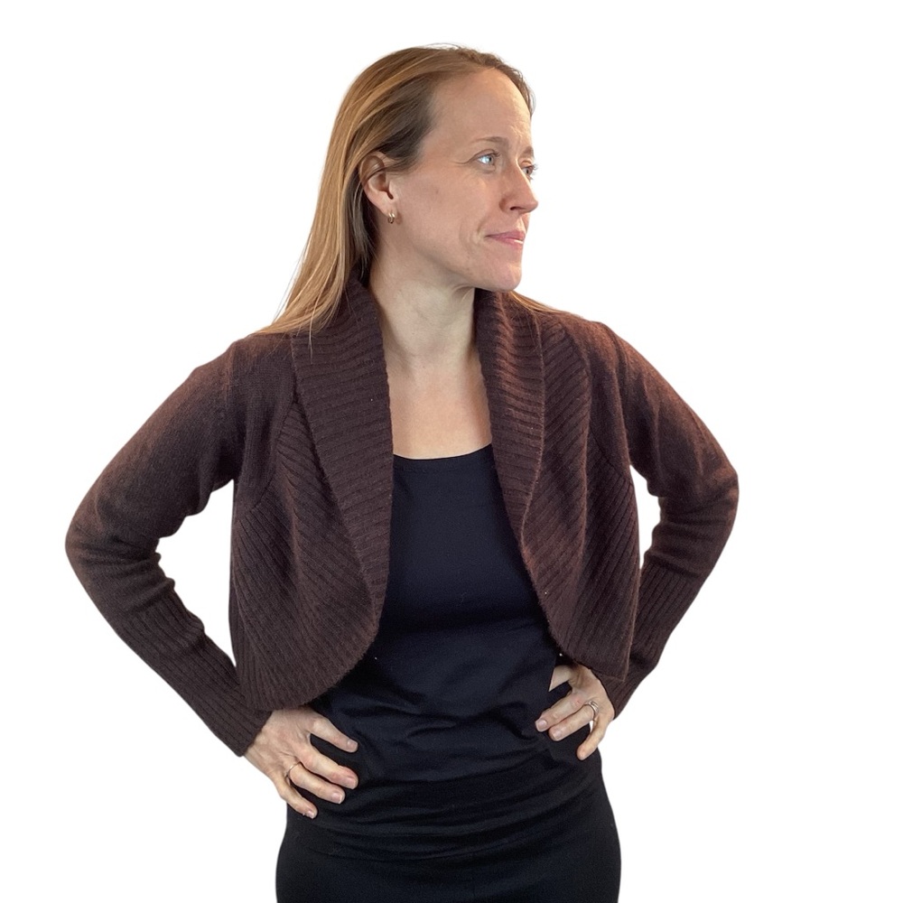 CASSIN New York Cardigan Open Cropped Cashmere Brown